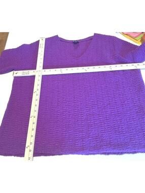 Eileen Fisher Purple V Neck Pullover Wool Blend Sweater Size XL